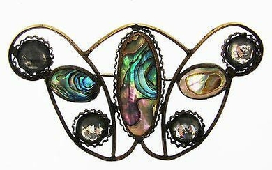 ARTS & CRAFTS Metal, Glass & Mother of Pearl Butterfly