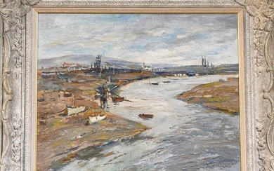 Adrian Hill (20th century) ''Shoreham Harbour from the Bridge'', signed...