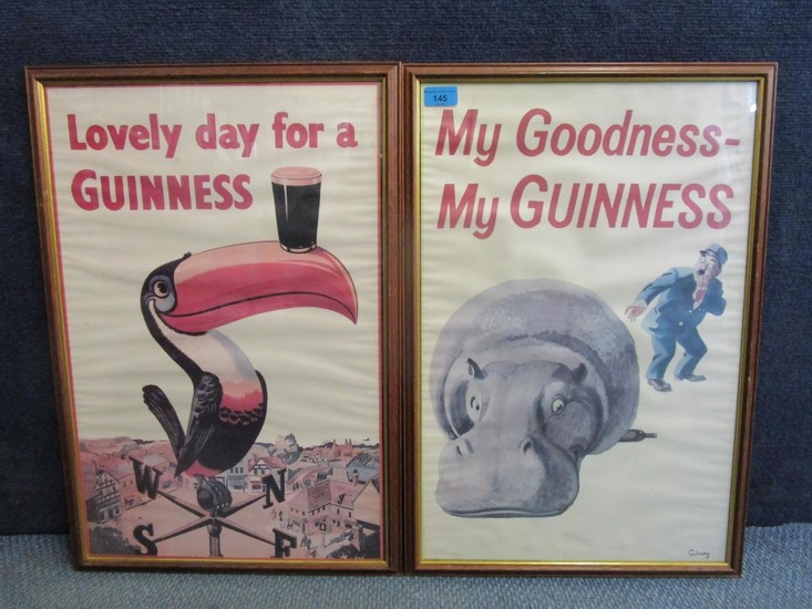 After Gilroy - two Guinness posters, one depicting a hippo, ...