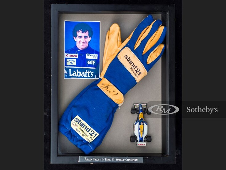 Alain Prost Race Worn and Signed Gloves