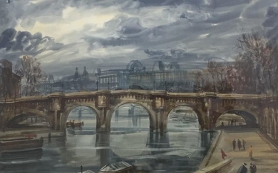 Albert DECARIS (1901-1988) The Pont Neuf. Paris. Watercolour,...