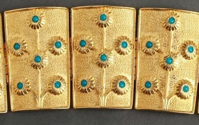 Alexis Kirk Gold-Tone & Faux Turquoise Cuffs