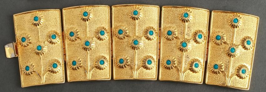 Alexis Kirk Gold-Tone & Faux Turquoise Cuffs