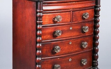 American Mahogany Federal bowfront miniature chest