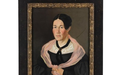 American School (Mid 19th Century), Portrait of a Woman with a Pink Wrap