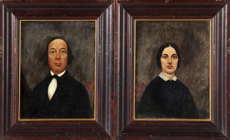 American School, "Pair of Portraits of a Couple," 19th