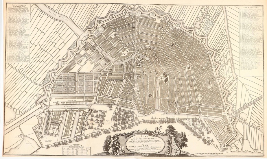 [Amsterdam et ses environs]. "Plan de la grande & fameuse ville marchande d'Amsterdam. Plan van...