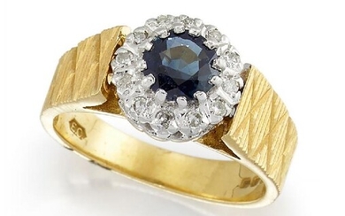 An 18ct gold, sapphire and diamond ring,...