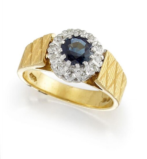 An 18ct gold, sapphire and diamond ring,...
