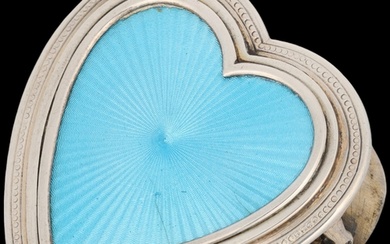 An Edwardian novelty silver and blue enamel heart desk paper...