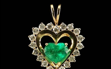 An Emerald & Diamond Heart Pendant.