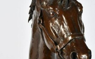 An Equestrian Bronze Horse Bust Sculpture by Jim Reno (American 1929-2008)