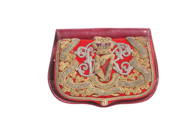 An Officer's Embroidered Flap Pouch And Red Leather Foul Weather Cover To The 8th King's Royal Irish Hussars, Circa 1856-1901