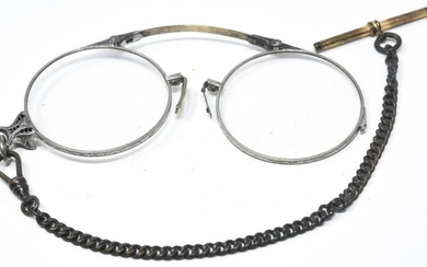 Antique 19th C 14k Gold Lorgnette Glasses & Chain