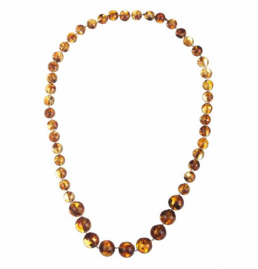 Antique Baltic Amber Round Bead Necklace