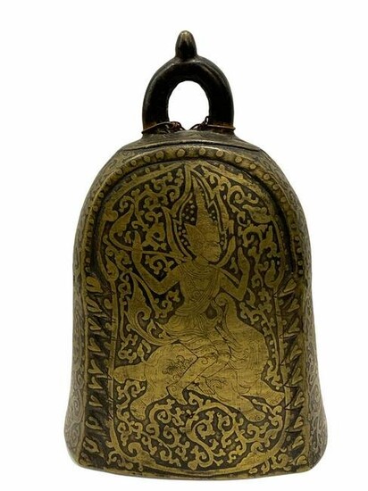 Antique Chinese Bronze Bell Temple