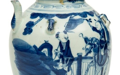Antique Chinese porcelain lidded teapot featuring Xi