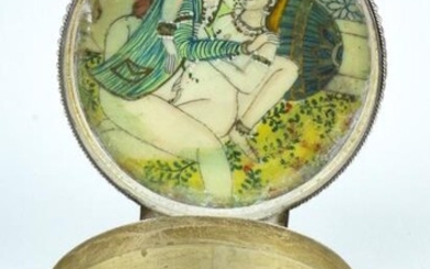 Antique Erotic Sterling & Carnelian Persian Box