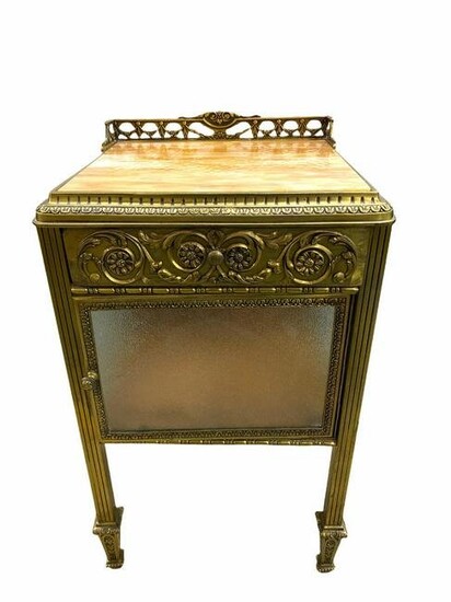 Antique French Dore Bronze and Glass Night Stand