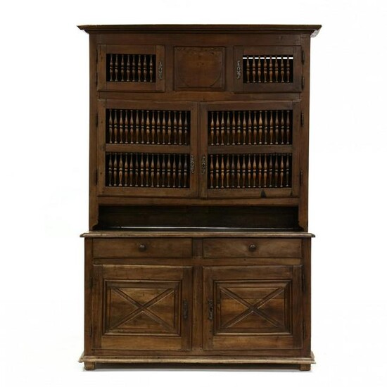 Antique French Walnut Step Back Cabinet