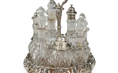 Antique Sterling Silver and Crystal Cruet Set