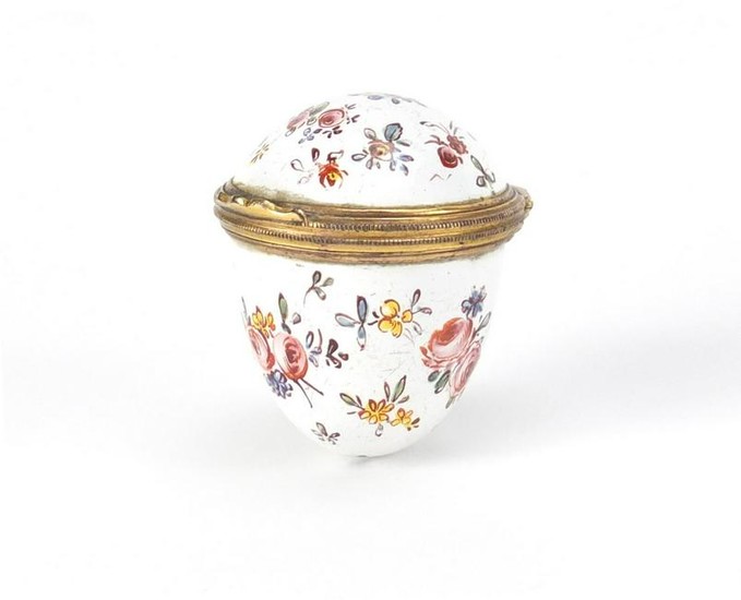 Antique enamel egg design trinket with gilt coloured