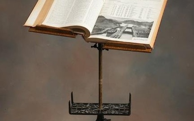 Antique oak and cast iron adjustable Book Stand, circa 1890-1900, in very good condition, original