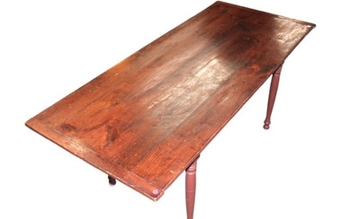 Antique primitive farm style table with bread board ends