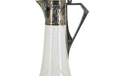 Art Nouveau German WMF Glass & Silver Plate Decanter