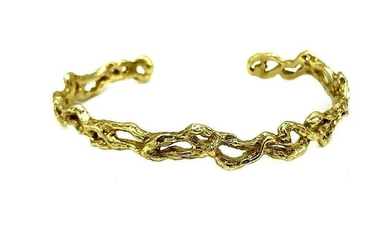 Artisan Hammered Yellow Gold Cuff Bracelet