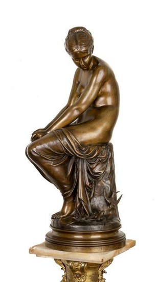 Auguste Joseph Peiffer , Bronze of Seated Nude