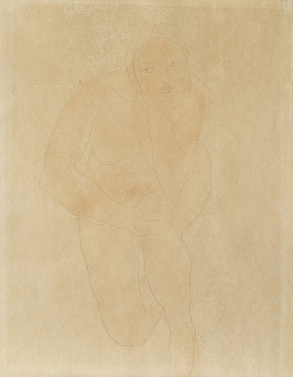 Auguste Rodin (1840-1917) Femme nue agenouillée, le menton appuyé sur la main gauche