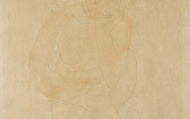 Auguste Rodin (1840-1917) Femme nue agenouillée, le menton appuyé sur la main gauche
