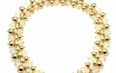 Authentic! Boucheron Paris 18k Yellow Gold 2.2ct Diamond Rock Crystal Necklace