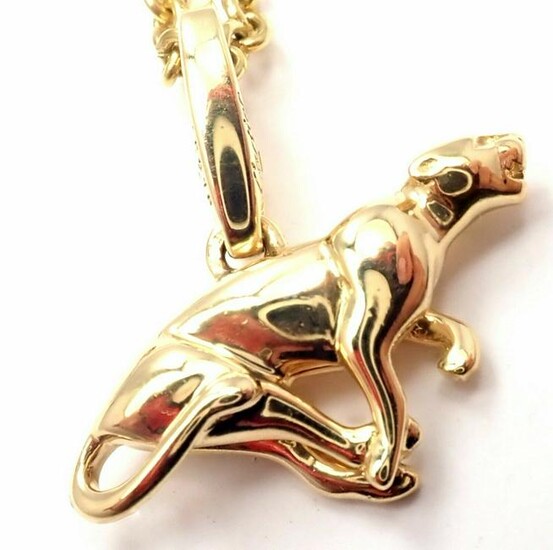 Authentic! Cartier 18K Yellow Gold Panther Charm