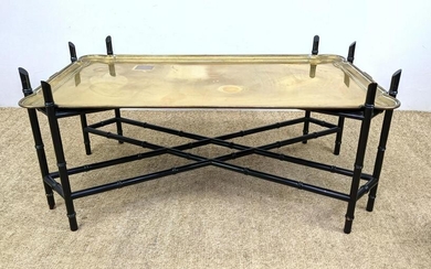 BAKER Style Large Brass Tray Top Coffee Table. Lift of