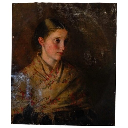 BRITISH SCHOOL (19TH CENTURY) PORTRAIT OF A YOUNG WOMAN oil ...