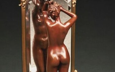 BRONZE NUDE "THE LOOKING GLASS" BY EMILE PINEDO.