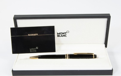 Ballpoint pen Meisterstuck from Montblanc in black resin with gold coloured details and the iconic Montblanc logo