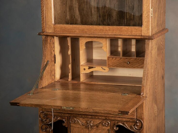 Beautiful antique oak, slant front Bookcase /