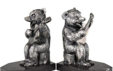 Benjamin Rabier - Art Deco bookends bears with guitar