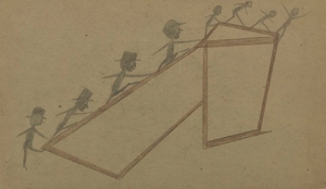 Bill Traylor (1854-1949), Eight Figures on a Ramp Construction, 1939-1942