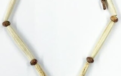Bone Necklace w/Indian Stone Knife Point Pendant.