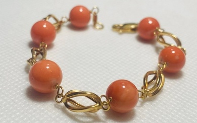 Bracelet - 18 kt. Yellow gold Coral - Coral