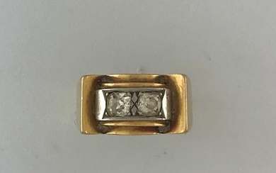 Bridge signet ring in gold 750°/°°° and platinum...