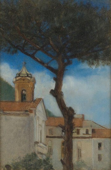 British School, mid-late 19th century- Monastery with a tree; oil on panel, 22.4 x 14.6 cm. Provenance: Collection Pietro Raffo Raccolta, London.; Private Collection, UK.