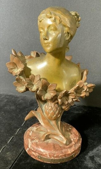 Bronze Bust Bluet Signed H. Godet, France