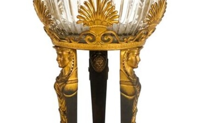 French Empire-Style Bronze and Glass Compote