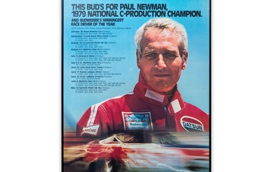 Budweiser Advertising Poster "This Bud's For Paul Newman" National C-Production Champion