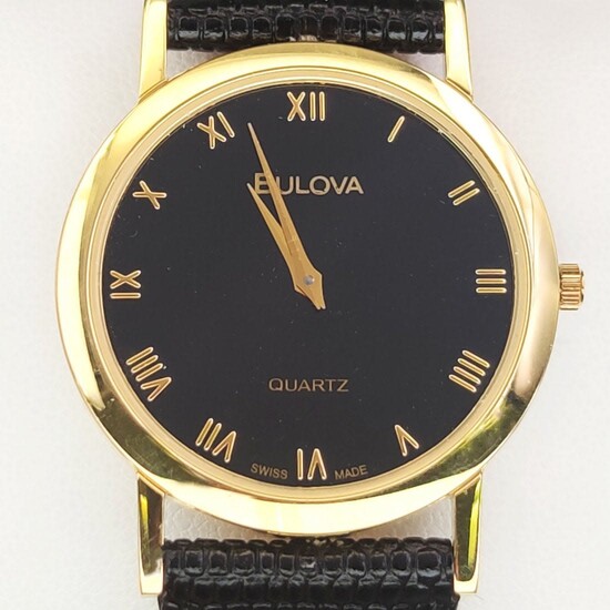 Bulova Watch with steel case and leather strap